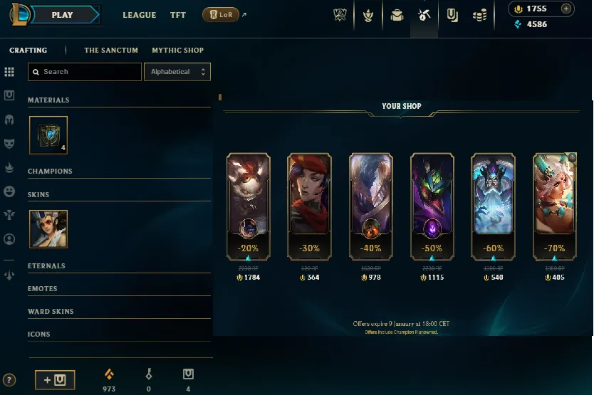 🔥Emerald 4 58LP 57%WR Handleveled💎78Champs 11Skins 1755RP🔓Unverified Email✅Lifetime Ownership Guarantee✔️Recovery information included