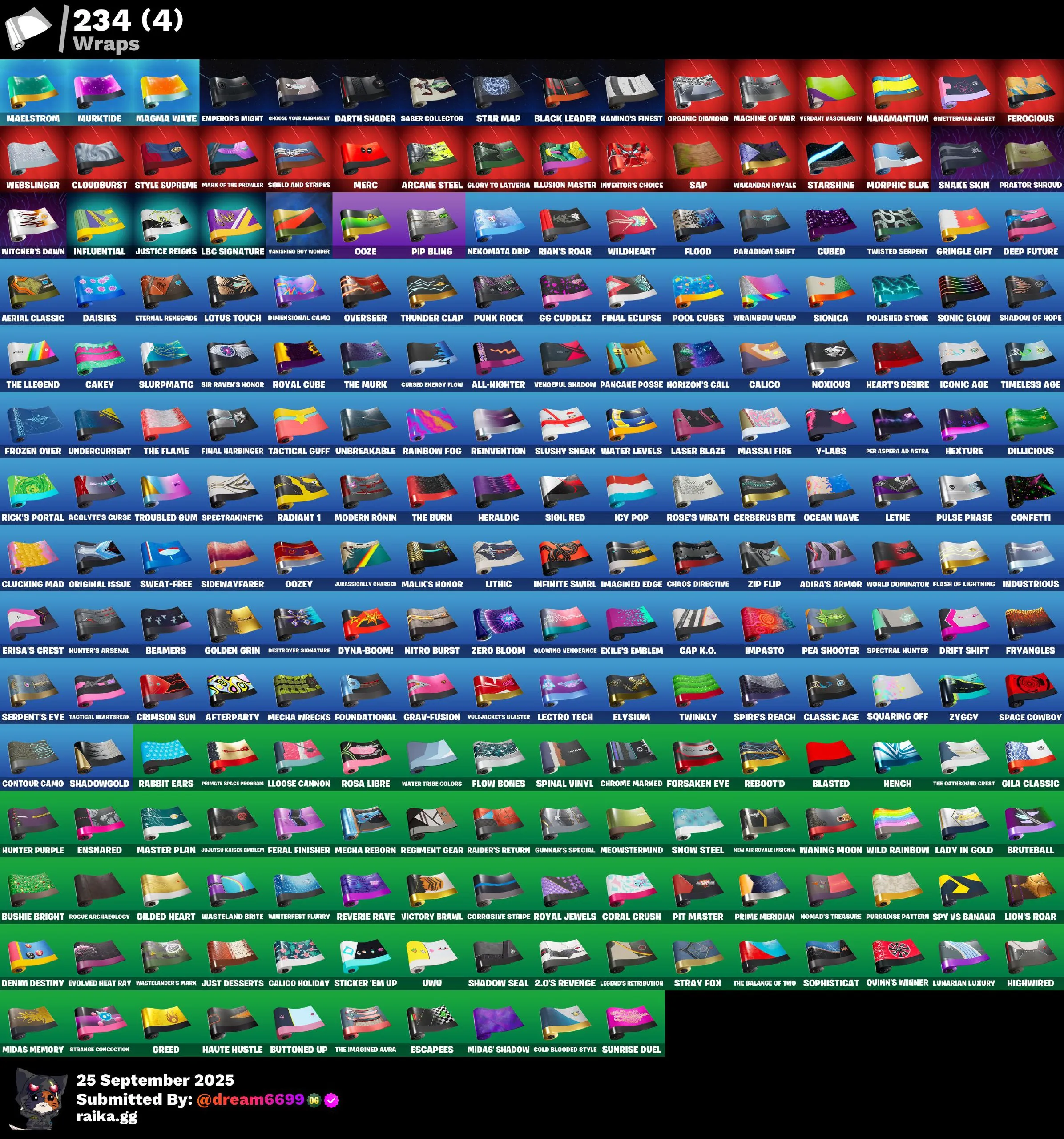 F836 Gold Midas, Gold Brutus, Tart Tycoon, FNCS 3:1 Champion, 275 Skins, Rare Exclusives, 290 Pickaxes 