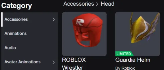 RBL2819 1400+ RAP 2008 OG Limited Account Guardia Helm ROBLOX Wrestler Classic Head Accessories Collection Offsale Rares (G)