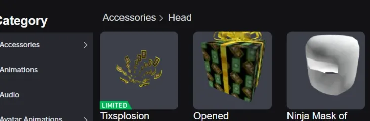 RBL2831 1.6K RAP star Tixplosion Limited, Opened Gift, Ninja Mask Head Accessories 2008 Setup Account (G)