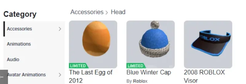 RBL2865 2.4K RAP The Last Egg of 2012 Blue Winter Cap 2008 Roblox Visor Offsale Classic 2008 Collectors Setup (G)