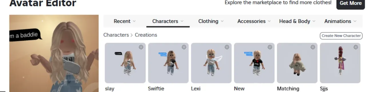 RBL2874 12.1K Robux Spent Avatar Editor Baddie Girl Outfits Slay Swiftie Lexi Matching Stylish Creations Account (G)