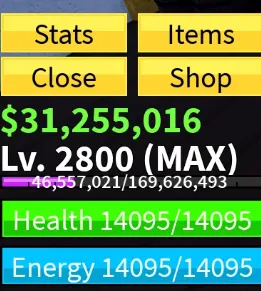 RBL2876 Blox Fruits Level 2800 GodHuman CDK Sanguine Art Cyborg V4 Full Gear 31M Money Huge Materials Fruits Stash (G)