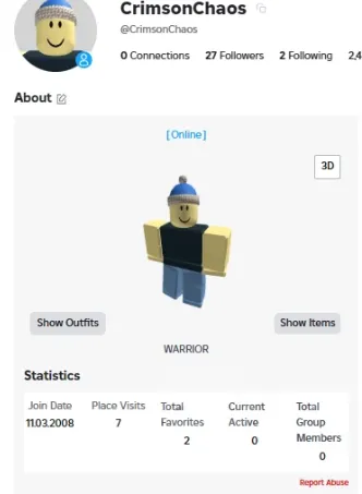 RBL2890 Roblox 2008 CrimsonChaos Account 2.4K RAP Blue Winter Cap The Last Egg of 2012 2008 ROBLOX Visor (G)