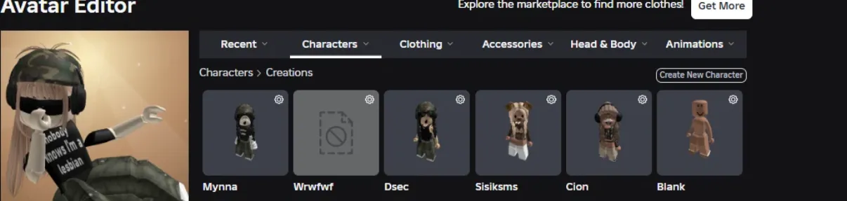 RBL2935 19.8K Robux Spend Total, Multiple Avatar Characters Creations, No Email Linked