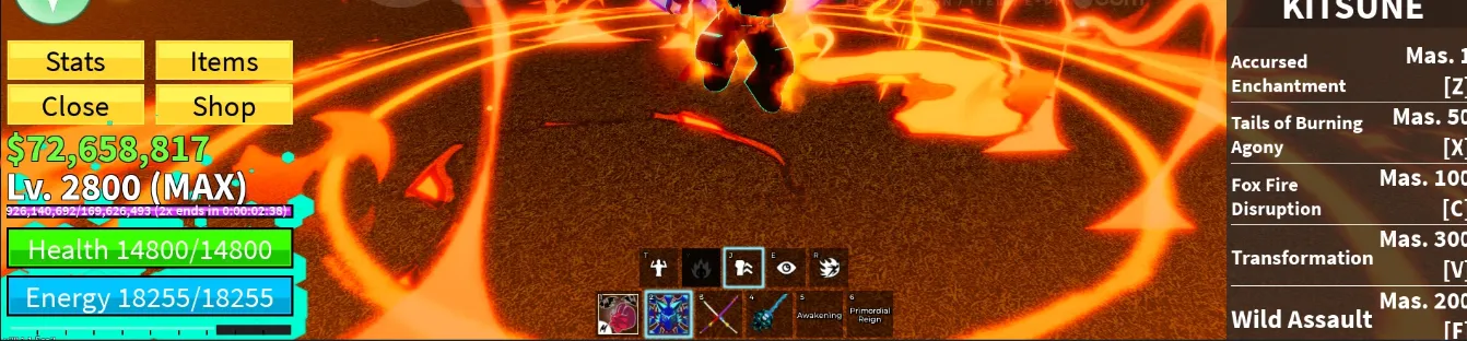 RBL2947 Blox Fruits 7x Fruit Gifter V4 Race Sanguine Kitsune Ken V2 72M Money Max Level 2800