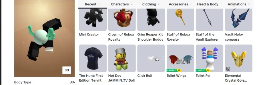 RBL2963 49.6K Robux Spend Total Account with Mini Creator, Crown of Robux Royalty, Grim Reaper Kit Buddy, Staff of Robux Royalty