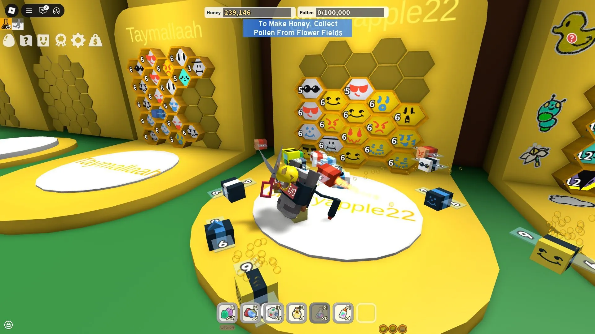 RBL3001 Bee Swarm Simulator Account 17 Bees 250 Total Donation Basic Leveling Starter Hive Pets Accessories (G)