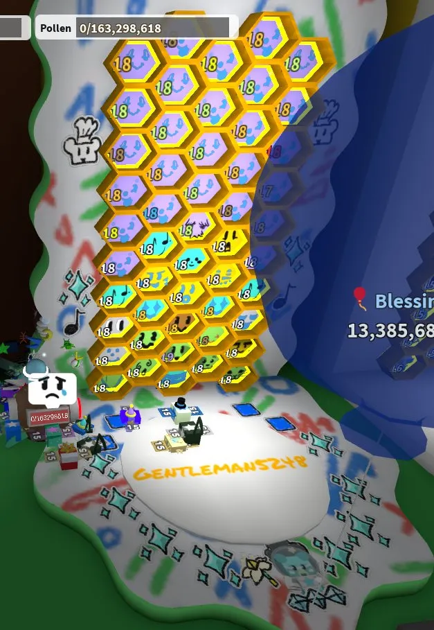 RBL3022 Bee Swarm Simulator 18 Hive 13 Million Pollen Gentlemanszy Blox Fruits 2500 Level (G)