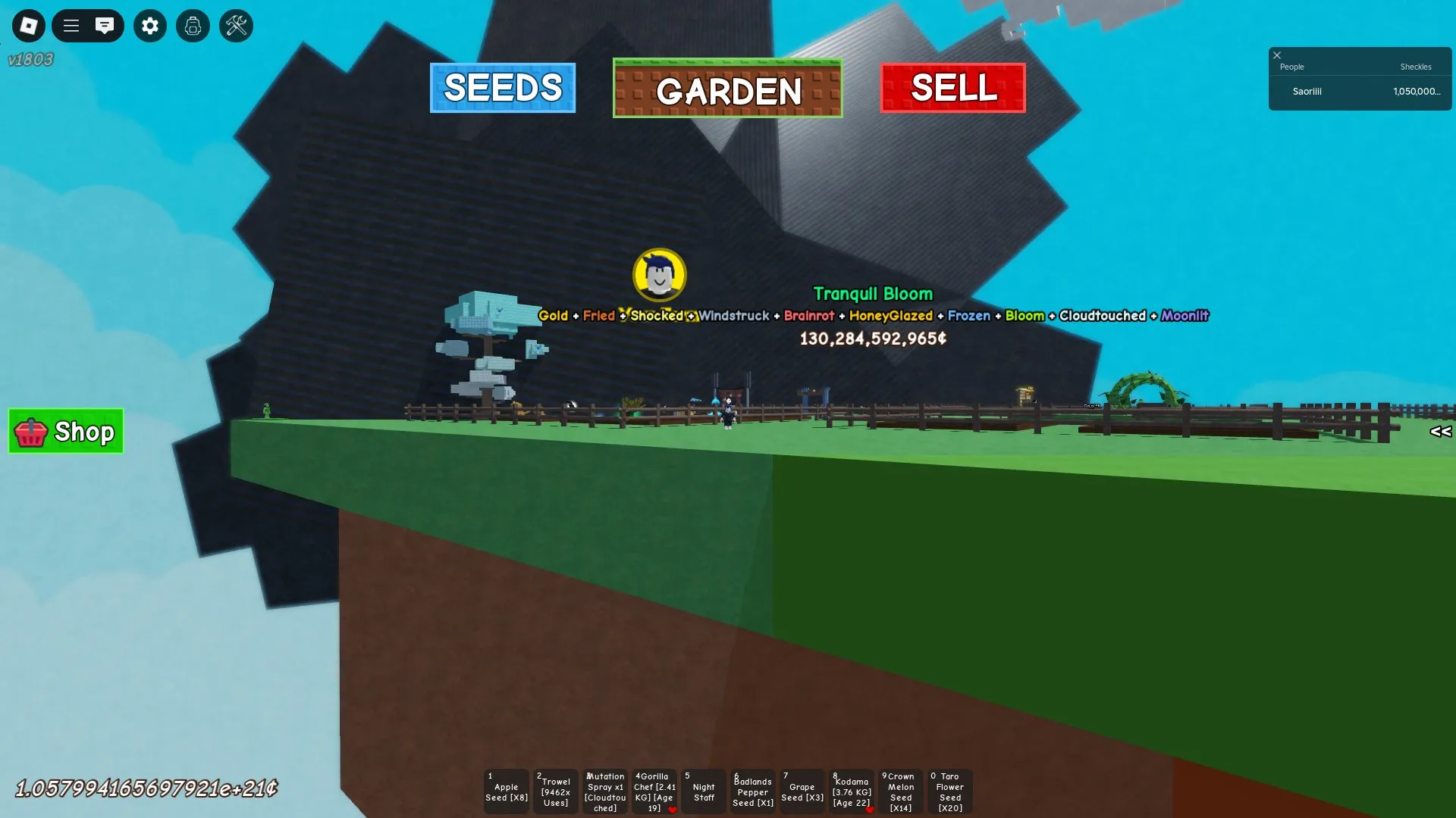 RBL3047 Massive Bone Blossom Tree, High Multiplier Enchants, Huge Sheckles Balance, Prepared Plots and Strong Tool Set for Farming (G)