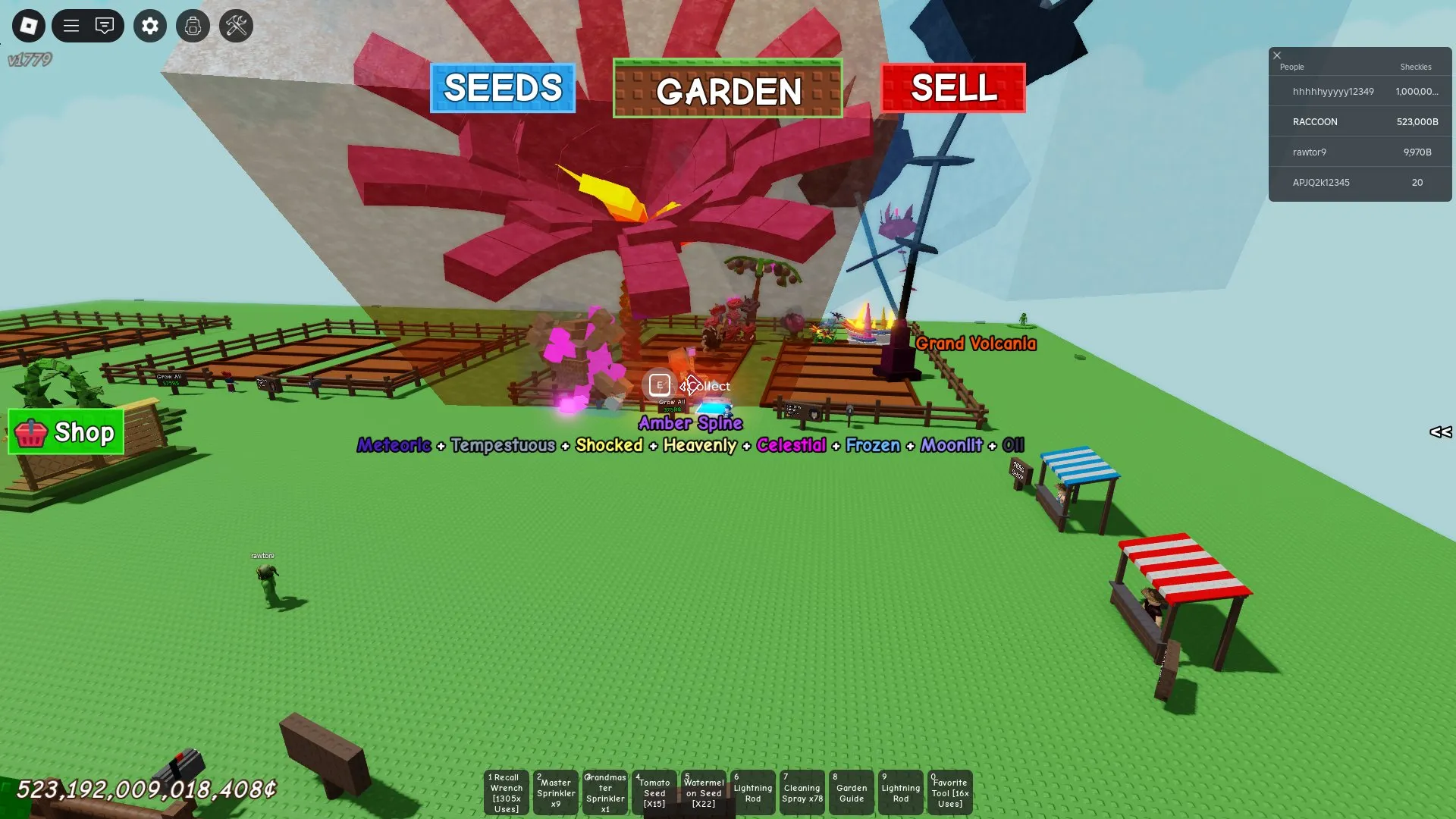 RBL3053 Amber Spine Meteoric Tempestuous Garden, Burning Bud, Grand Volcania, Huge Currency and Strong Sprinkler & Tool Setup (G)