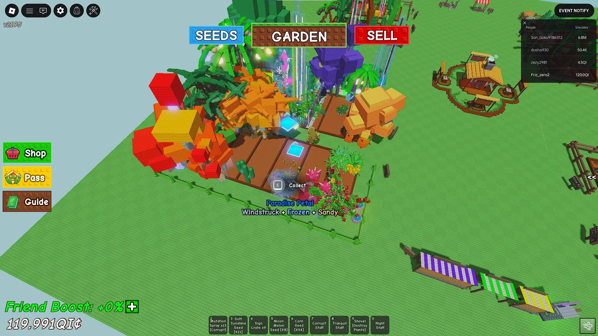 RBL3065 Paradise Petal Windstruck Frozen Sandy, Huge Multi-Color Garden, 78 Pets including Aromatic Ostrich, Shiny Moon Cat, Shiny Red Fox, Mythical Fox and Many Rare Eggs (G)