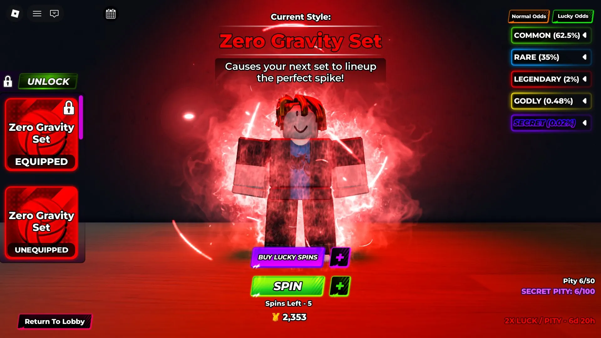 RBL3103 Jinko Style Volleyball Legends Account with Zero Gravity Set and 2,353 Spins Currency (G)