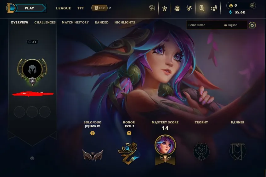 High Quality Safe S14 Iron 4 S15 Iron 4 0 LP Hardstuck| BE: 35600| 0% WR Low MMR | Honor lvl 3 | #12