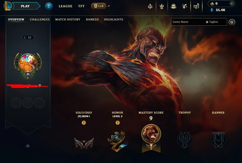 EUNE High Quality Safe S14 Iron 4 S16 Iron 1 0 LP Hardstuck| BE:35400| 0% WR Low MMR | Honor lvl 3 | #18