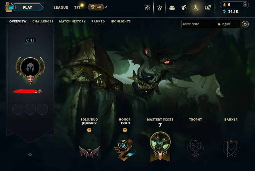 EUW High Quality Safe S14 Iron 4 S15 Iron 4 0 LP Hardstuck| BE:35100| 0% WR Low MMR | Honor lvl 3 | #16