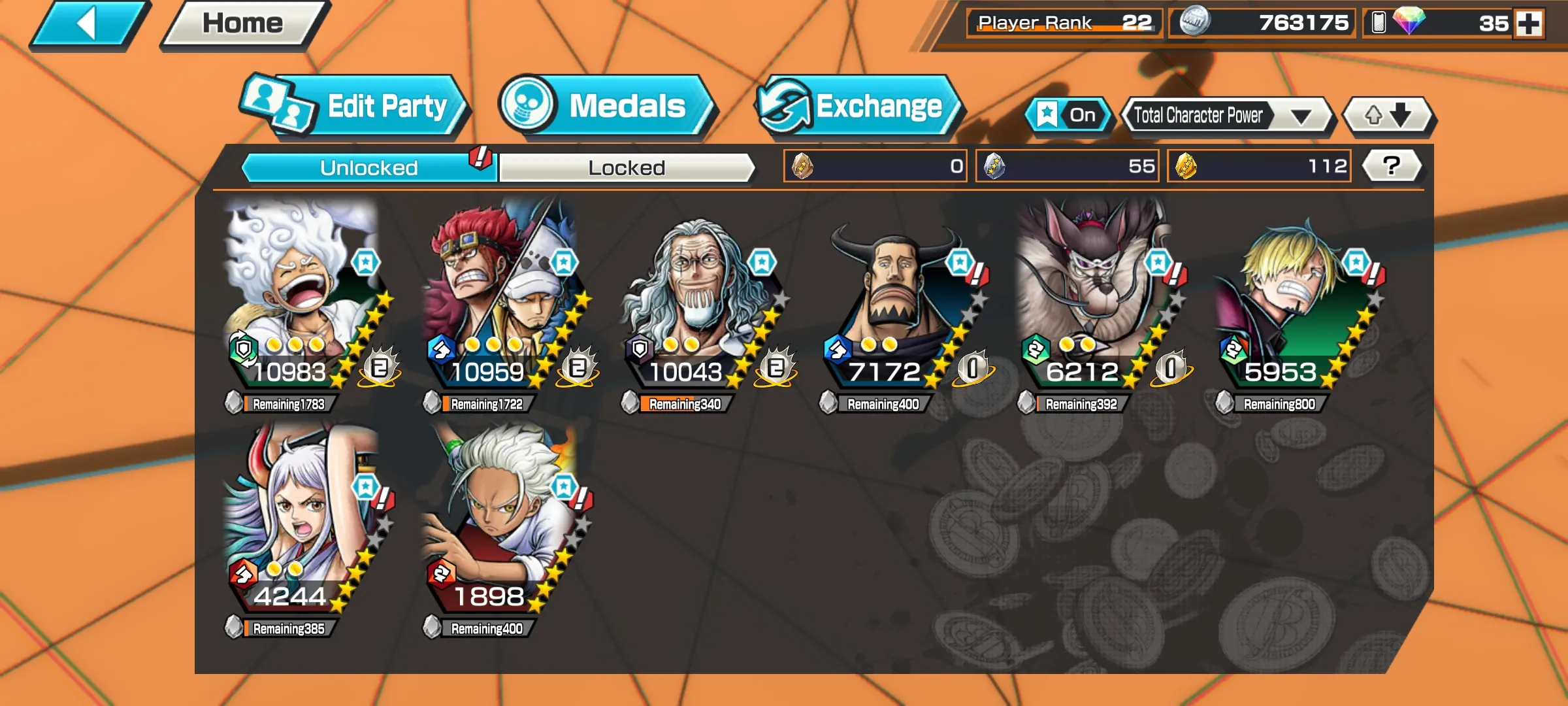 126🔥3 EXTREME 2 MAX🔥LUFFY 5 GEAR MAX🔥KID LAW MAX🔥YAMATO LV 60🔥CP9 BLUENO LV 60🔥JABRA LV 60🔥 INCREASE HP BY 70%🔥GOOD MEDALS🔥SUPPORT 125%🔥Android & iOS🔥
