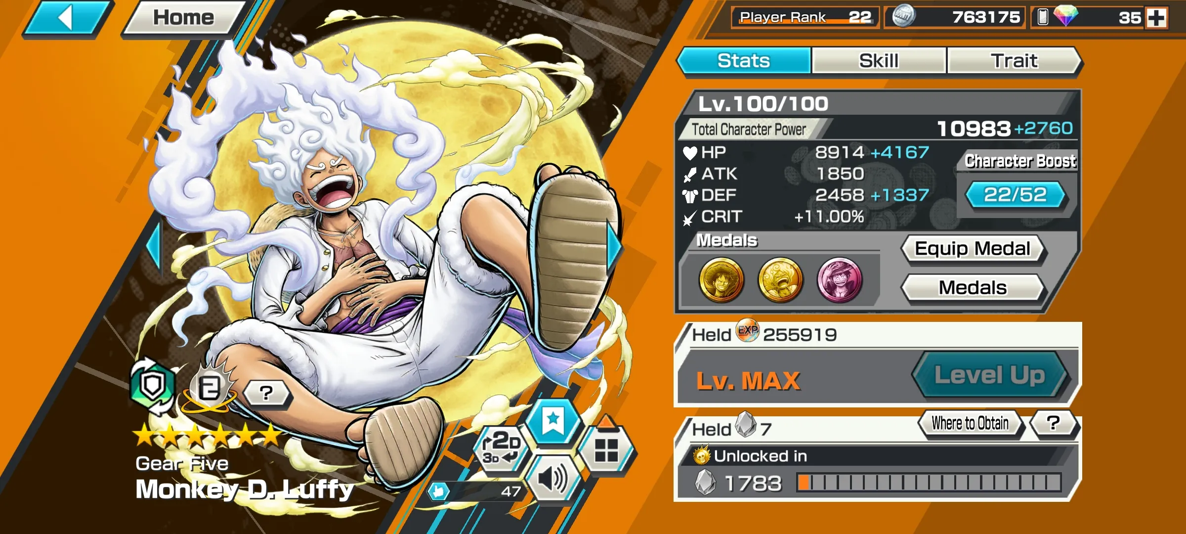126🔥3 EXTREME 2 MAX🔥LUFFY 5 GEAR MAX🔥KID LAW MAX🔥YAMATO LV 60🔥CP9 BLUENO LV 60🔥JABRA LV 60🔥 INCREASE HP BY 70%🔥GOOD MEDALS🔥SUPPORT 125%🔥Android & iOS🔥