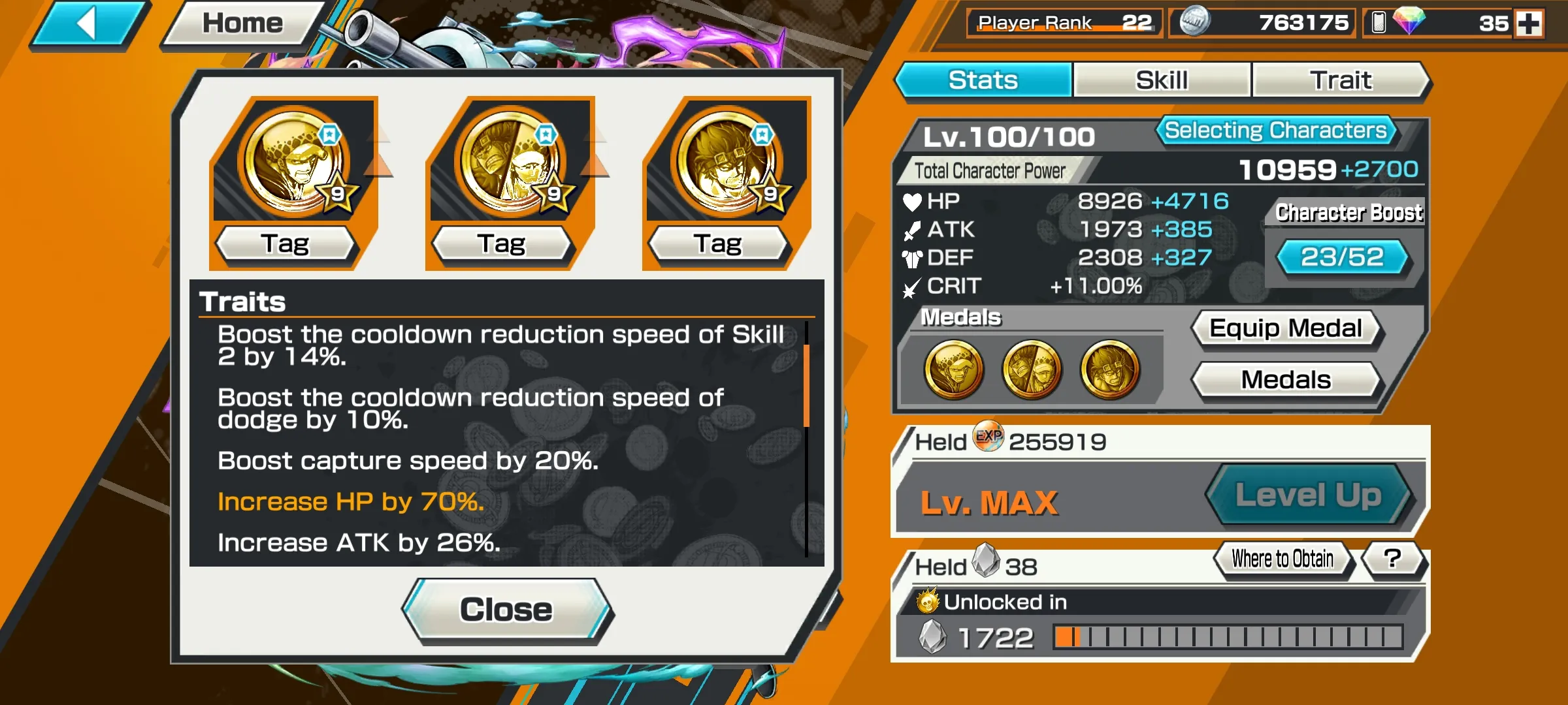 126🔥3 EXTREME 2 MAX🔥LUFFY 5 GEAR MAX🔥KID LAW MAX🔥YAMATO LV 60🔥CP9 BLUENO LV 60🔥JABRA LV 60🔥 INCREASE HP BY 70%🔥GOOD MEDALS🔥SUPPORT 125%🔥Android & iOS🔥