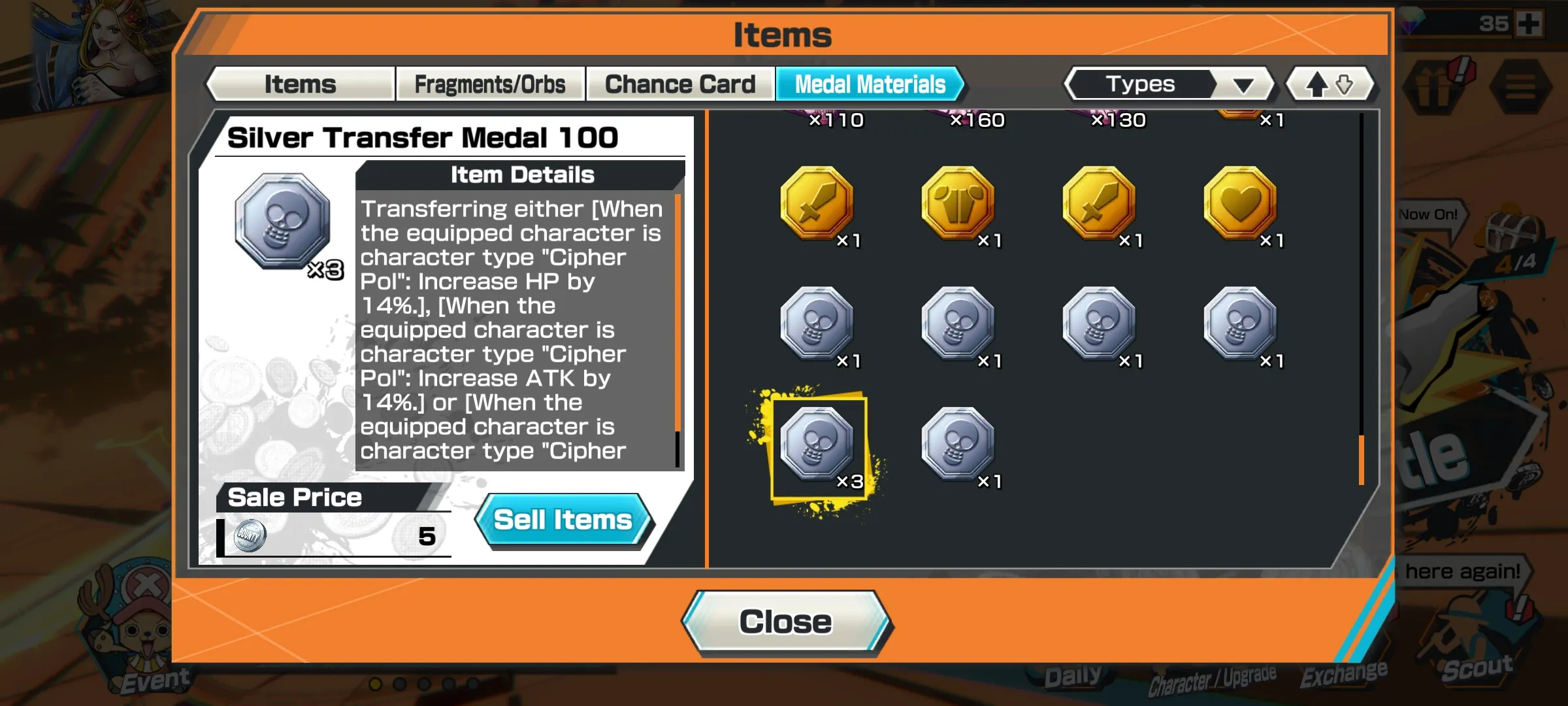 126🔥3 EXTREME 2 MAX🔥LUFFY 5 GEAR MAX🔥KID LAW MAX🔥YAMATO LV 60🔥CP9 BLUENO LV 60🔥JABRA LV 60🔥 INCREASE HP BY 70%🔥GOOD MEDALS🔥SUPPORT 125%🔥Android & iOS🔥