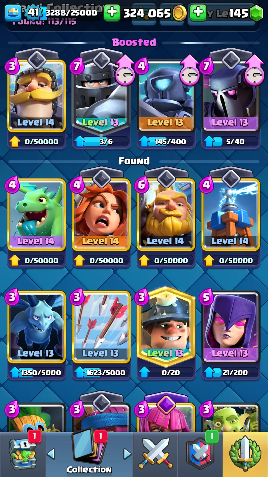 🏆7000 TROPHIES🏆ARENA 19💫LVL 41🔥5 MAX CARDS⭐113 CARDS