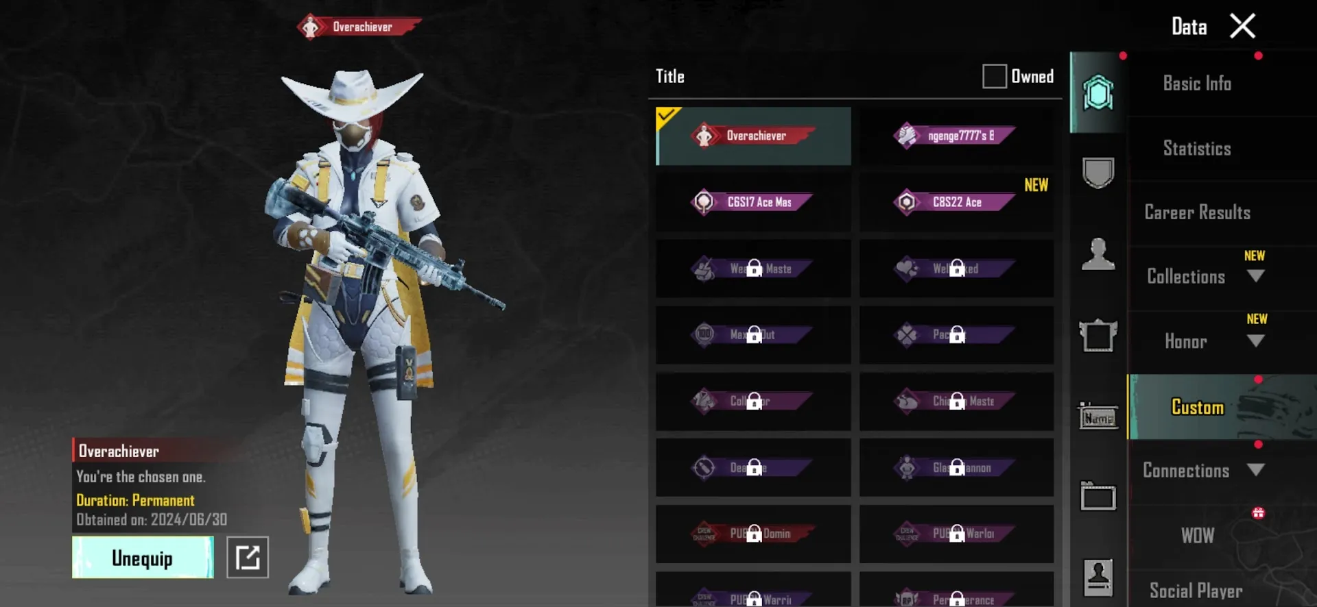 PGM528 Glacier M416 Lv.2, Overachiever Title, Cycle 7 Set, Tundrawolf Parachute, Premium Outfits & Skins