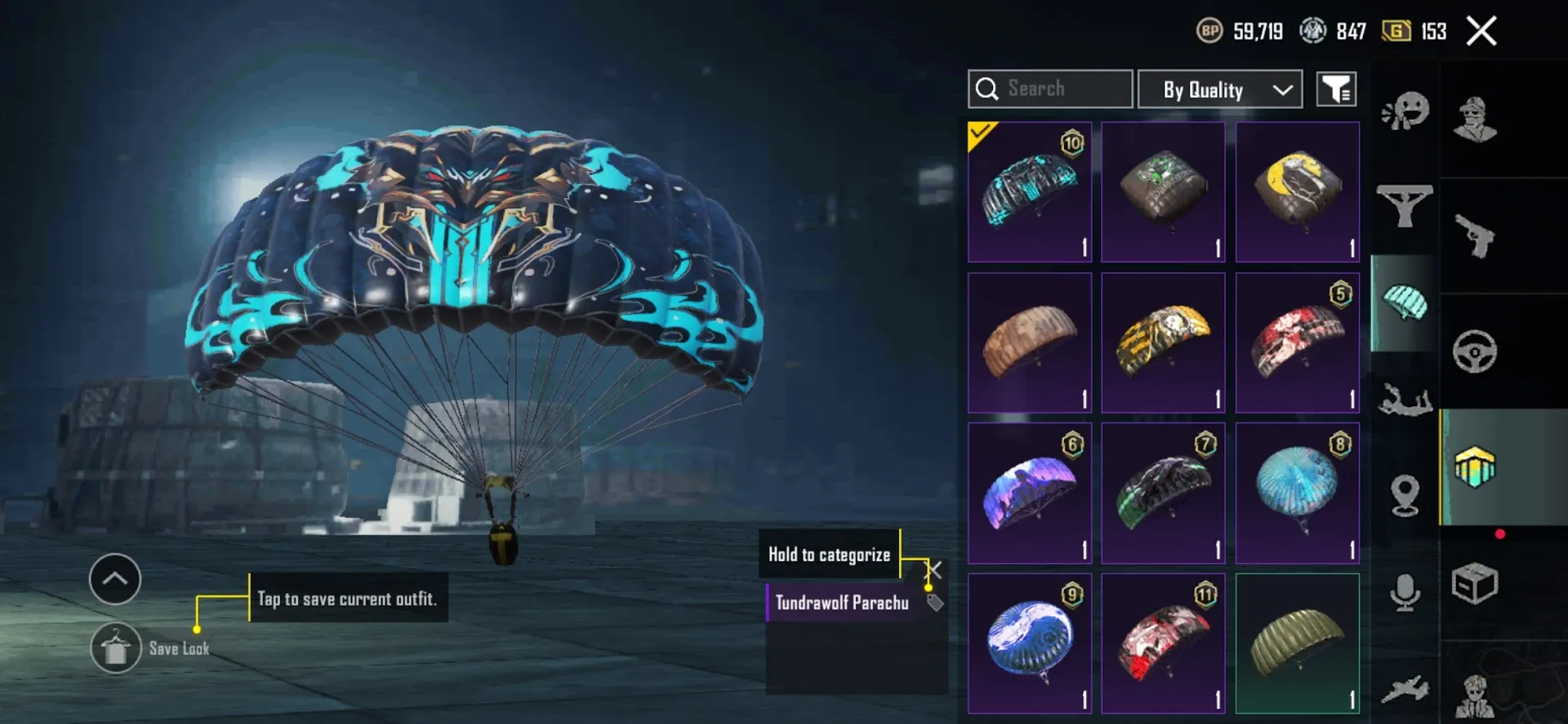 PGM528 Glacier M416 Lv.2, Overachiever Title, Cycle 7 Set, Tundrawolf Parachute, Premium Outfits & Skins