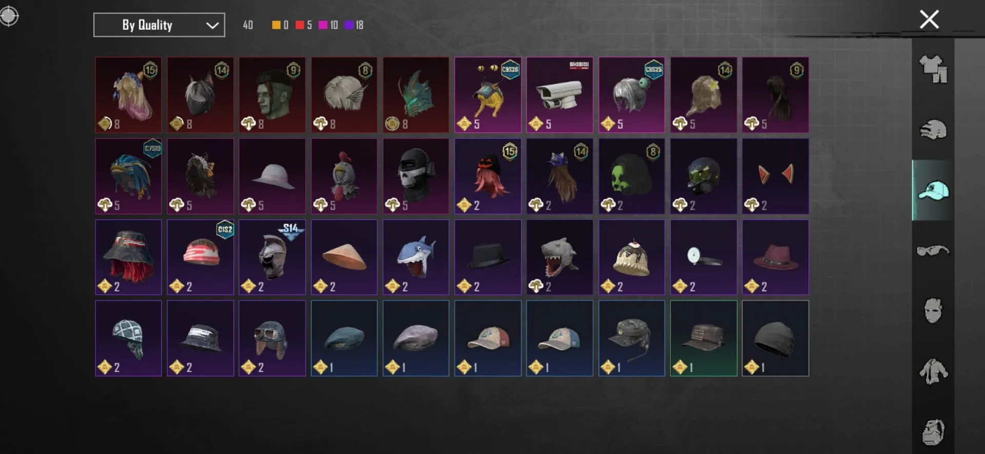 PGM541 Seadream Melody SLR, Glacier M416 Lv2, Chow Blaster SCAR-L Lv3, Candied Haunter MP7 Lv2, Multiple Mythic Outfits & Vehicles 