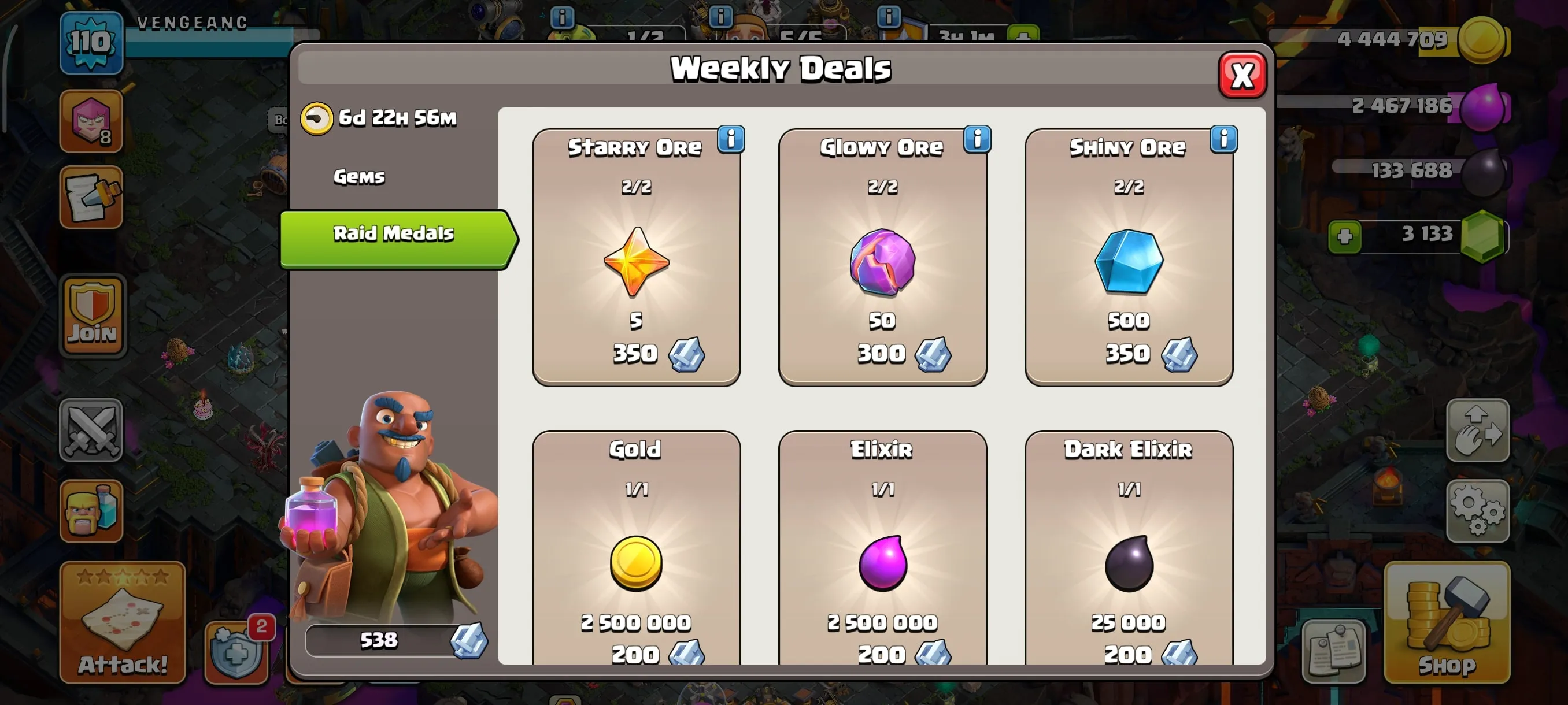 COC193 Ghost Queen Skin TH12 Account 5 Builders BH5 3133 Gems 