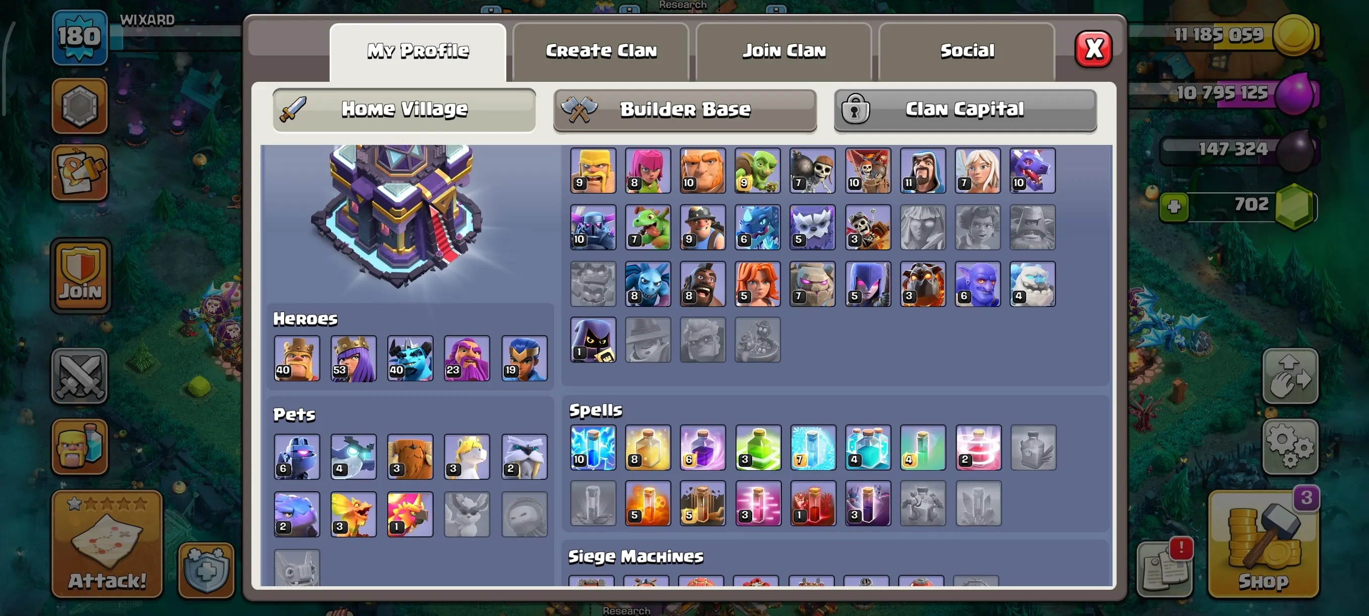 COC185 Max TH15 | 5 Builders | Strong Heroes Pets 