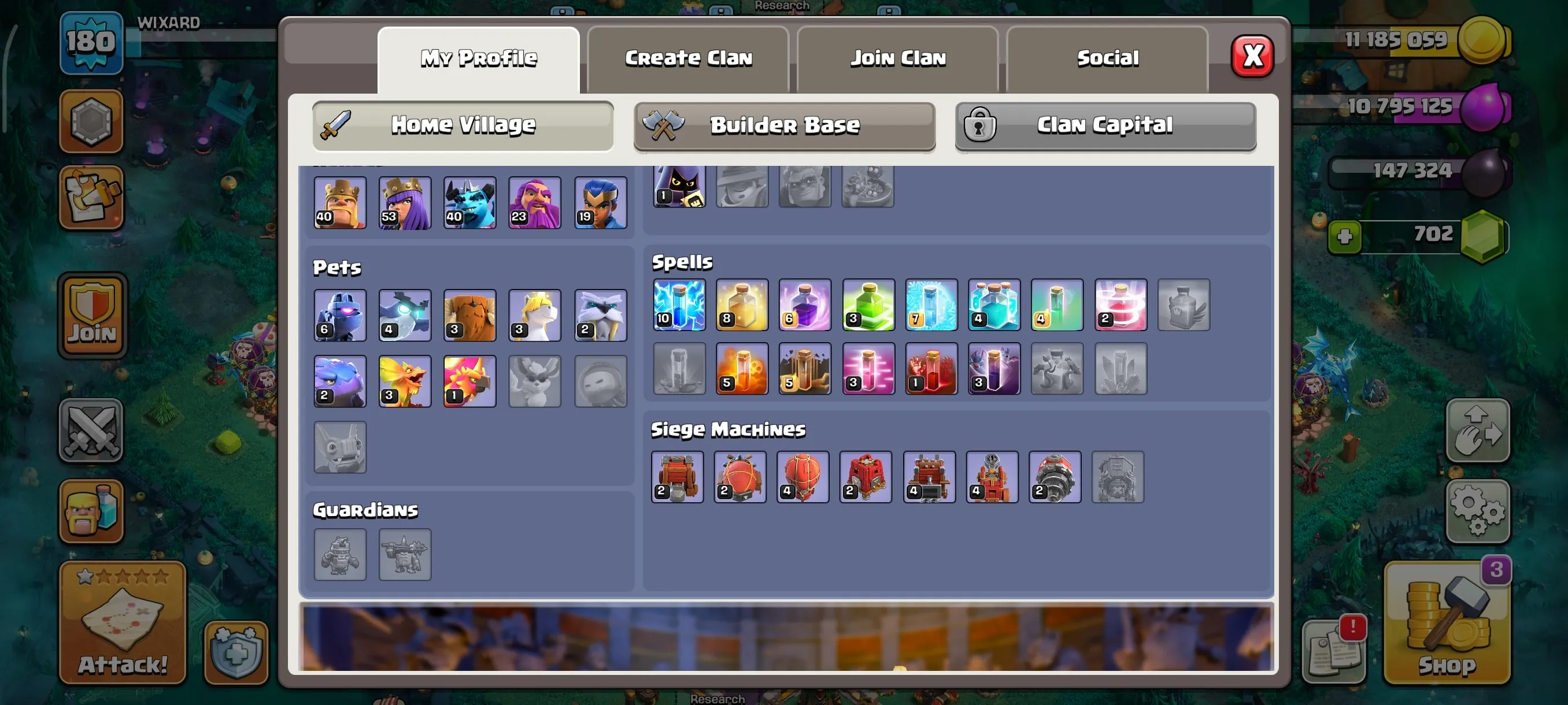 COC170 Goblin Queen Gold + Warrior Champion Gold Skins, TH15 Semi Max, Strong Heroes Pets Equipment