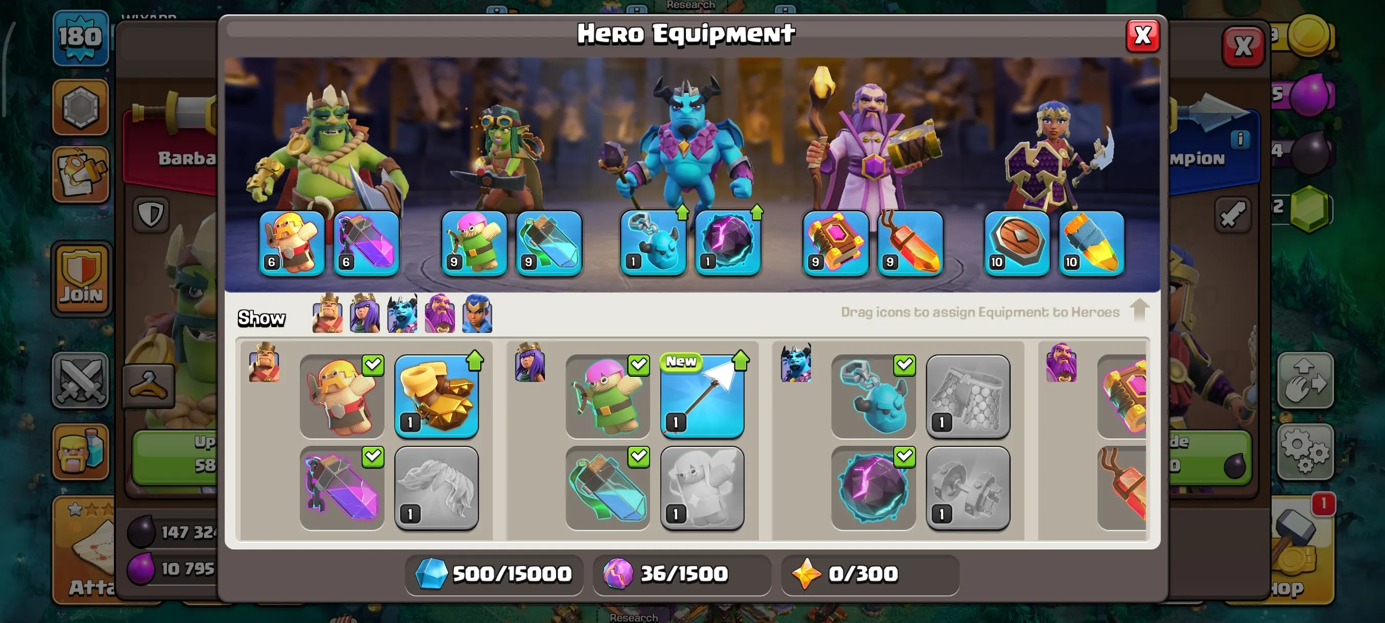 COC170 Goblin Queen Gold + Warrior Champion Gold Skins, TH15 Semi Max, Strong Heroes Pets Equipment