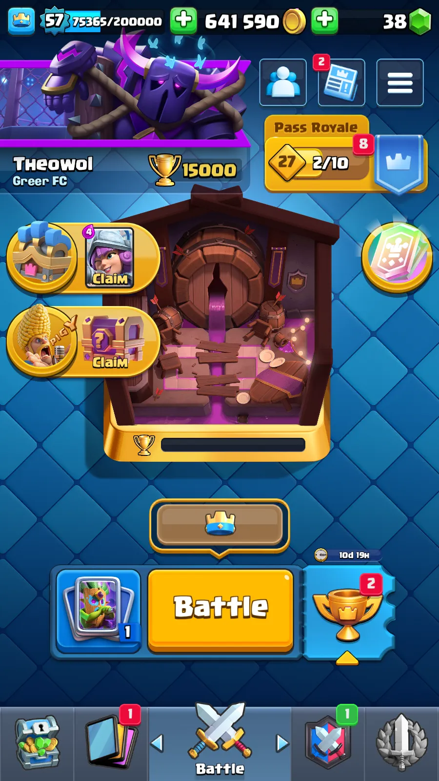 🏆15.000 TROPHIES🏆OWN CLAN💫LVL 57🔥37 MAX CARDS⭐ALL CARDS