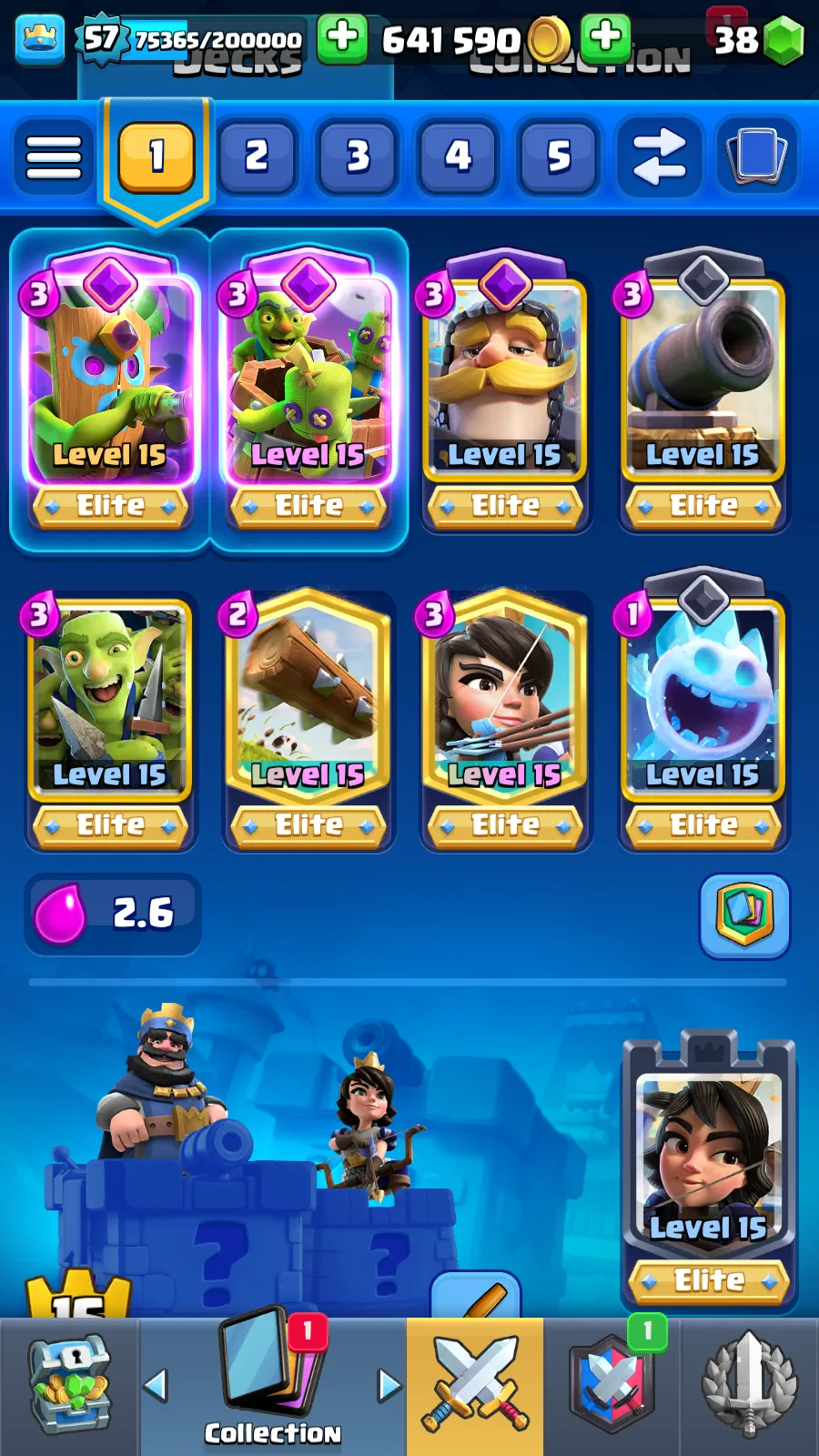 🏆15.000 TROPHIES🏆OWN CLAN💫LVL 57🔥37 MAX CARDS⭐ALL CARDS
