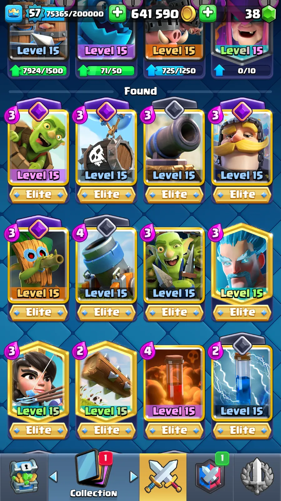 🏆15.000 TROPHIES🏆OWN CLAN💫LVL 57🔥37 MAX CARDS⭐ALL CARDS