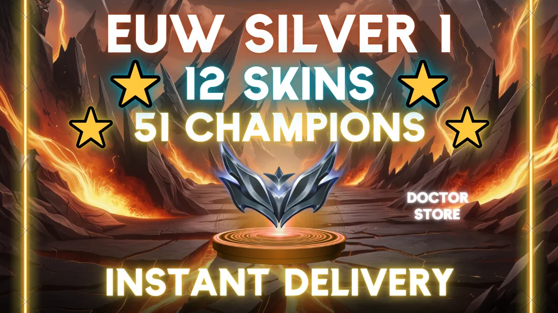 🌎【EUW】🌎 SILVER 1 ✅ 12 SKINS ✅ 51 CHAMPIONS ✅