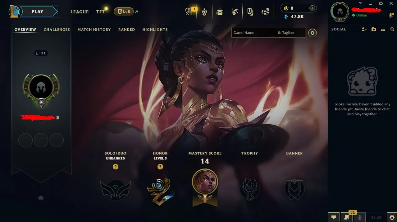 [EUW] smurf account LVL 31 - 47.8K BE - Ranked Ready