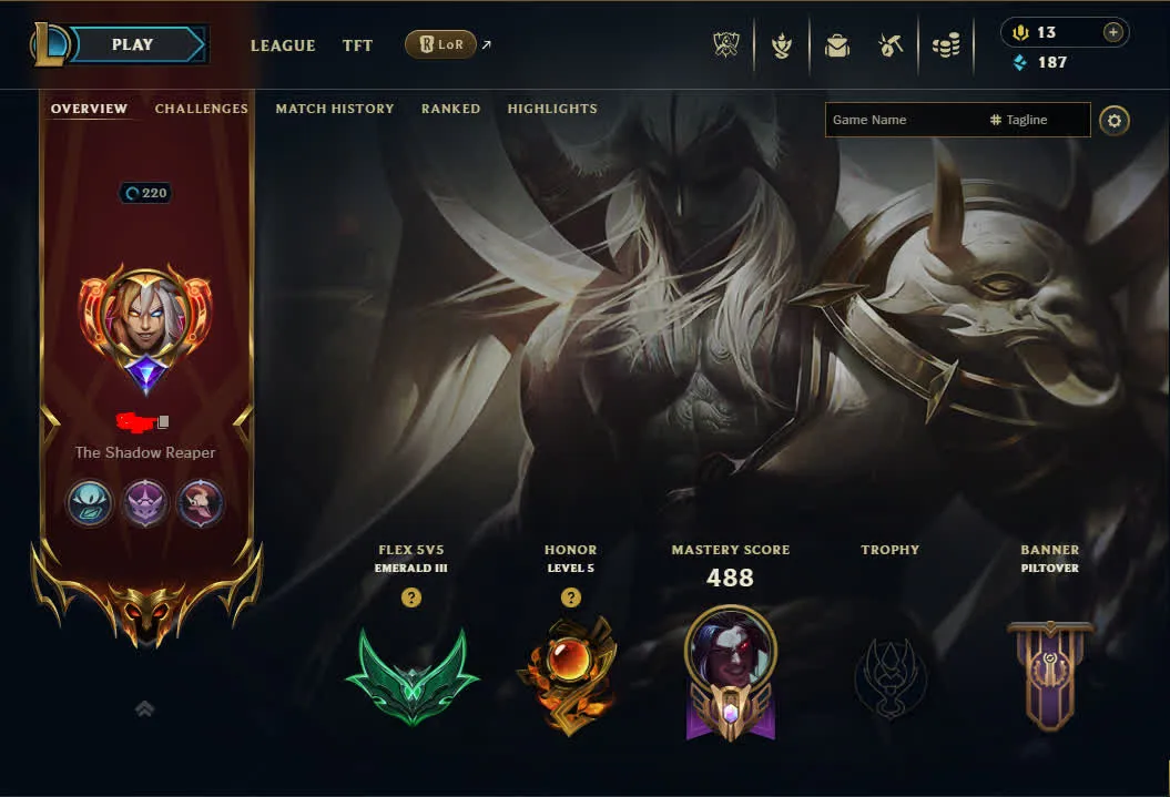 [ EUW ] Emerald League of legends account - Full champs - 112 skins
