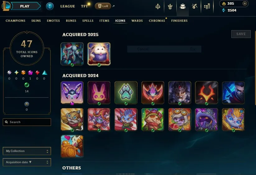 EUNE S14 Emerald 4 S16 Gold 1 | Champs: 48 | RP: 305 | 3 Skins + 14 Skin Shards | Honor lvl 3 | #24