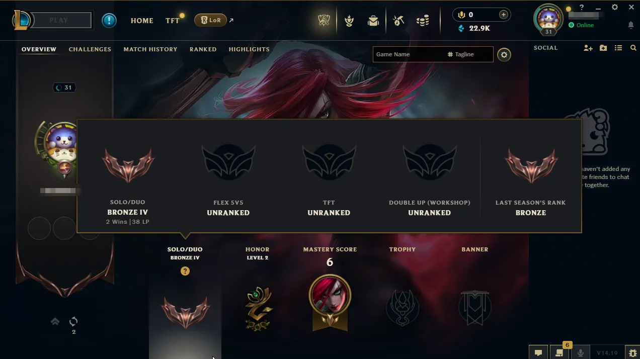 🌐 NA ⭐ Bronze IV ⭐ 29 Champions ⸱ 22905 BE ⸱ Super Safe Account ✅