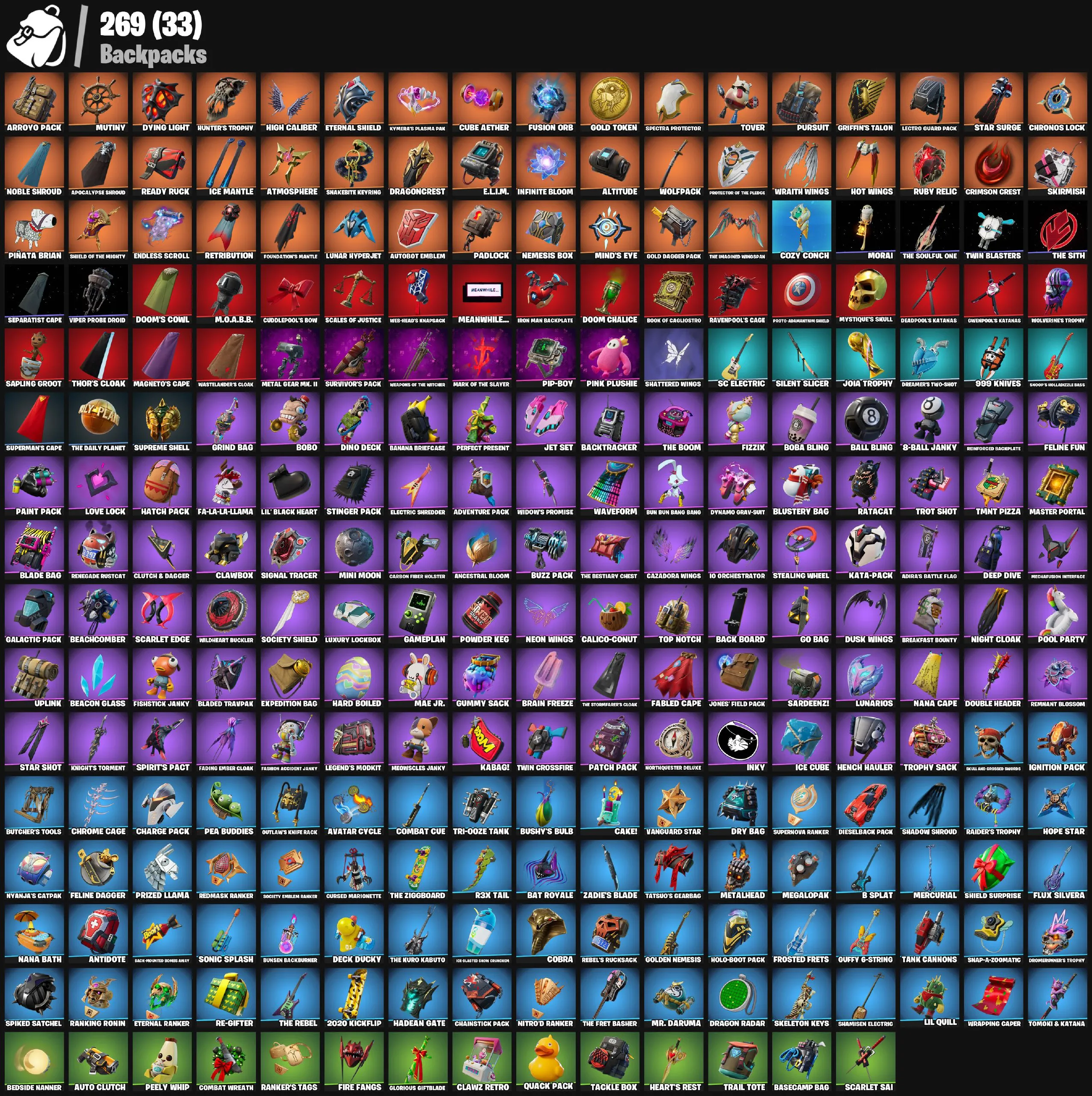 F979 227 Skins, OG STW, Gold Meowscles, Gold TNTina, Gold Brutus, Warpaint, Eternal Knight, Predator, Fusion, Batman, Event Sets, 