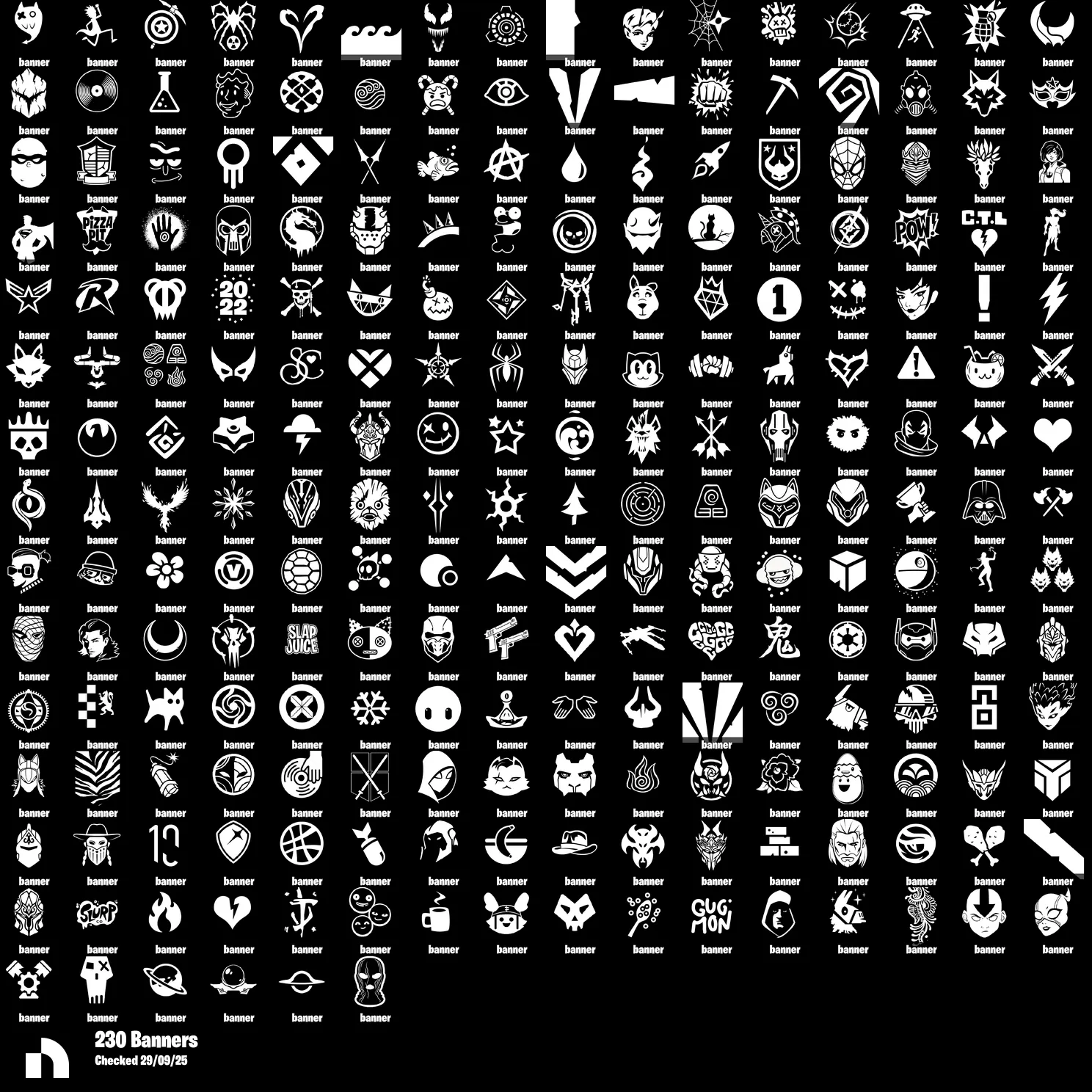 F997 214 Skins | Burnoff | T-60 Power Armor | UNSC Spartan | Big Dill | Fish Thicc | 269 Backpacks | 237 Pickaxes | 188 Wraps | 186 Gliders | 180 Emotes