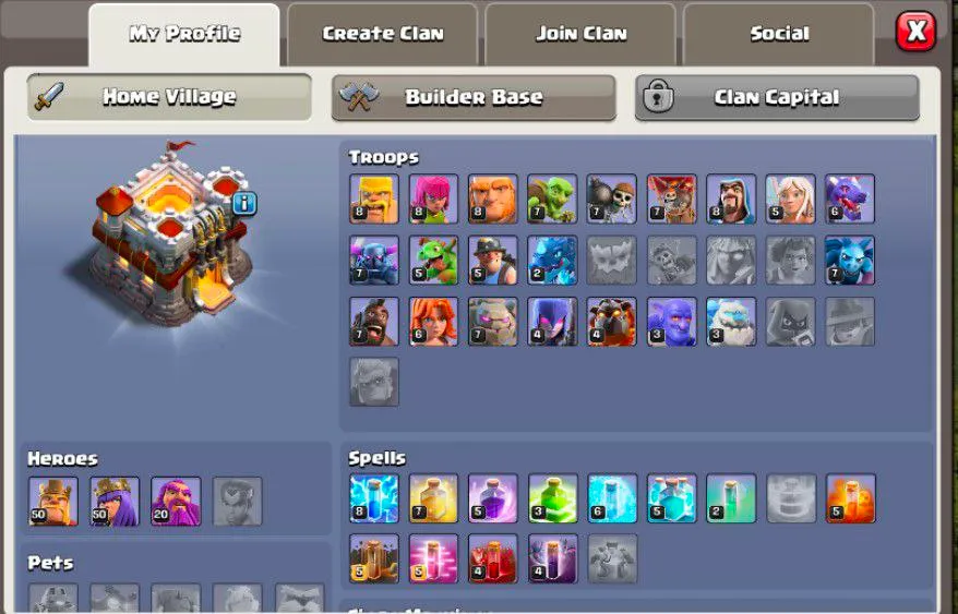 [KS] TH11 | HERO'S 50-50-20 | LVL 154 | 411 RAID ND 508 CWL MEDALS | GIANT GAUNTLET | ALL HERO'S SKIN | 294 GEMS | CHEAP PRICE | SAFE AND SECURED | INSTANT DELIVERY 🚛