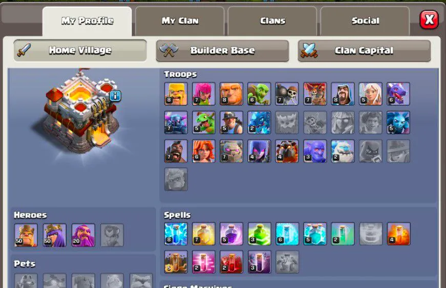 [KS] TH11  | HERO'S 50-50-20 | GIANT GAUNTLET SPIKEY BALL FIREBALL | 1669 RAID  | 201 GEMS | LVL 130 |  RENAME AVAILABLE | CHEAP PRICE | SAFE AND SECURED | INSTANT DELIVERY 🚛