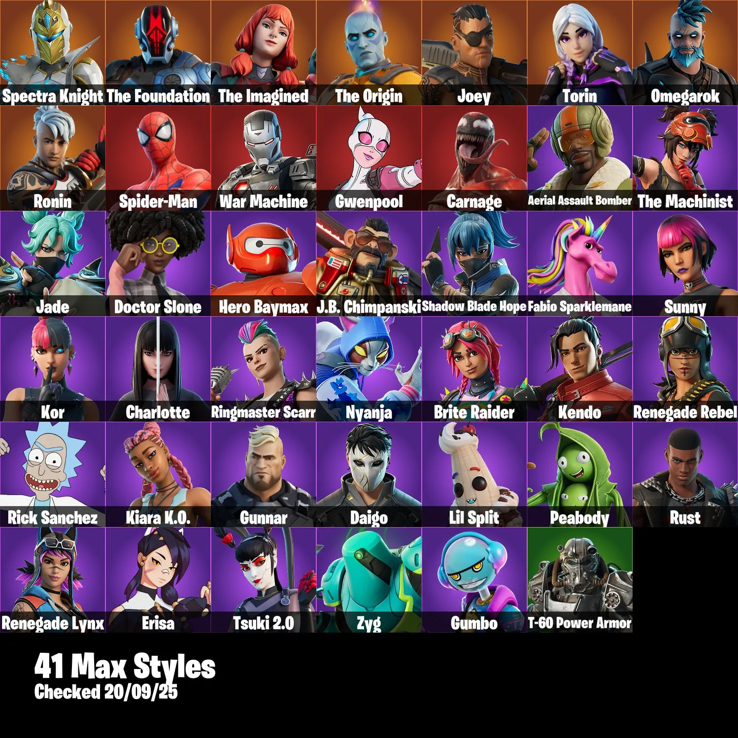 F1140 112 Skins – Sultura, Fixer, Reckoning, Snowtooth, Cymitar, Spider-Man, War Machine, Gwenpool, Carnage 