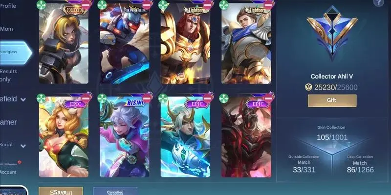 ML551 Hero 84 | 105 Skins | 1 Collector | 24 Epic | Mythic Glory