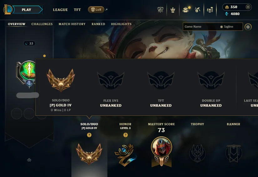 🔥Gold 4 0W/1L (In Placements) Handleveled⭐Name Changeable🔓Unverified Email✅Recovery Info Incl. – Lifetime Ownership Guarantee