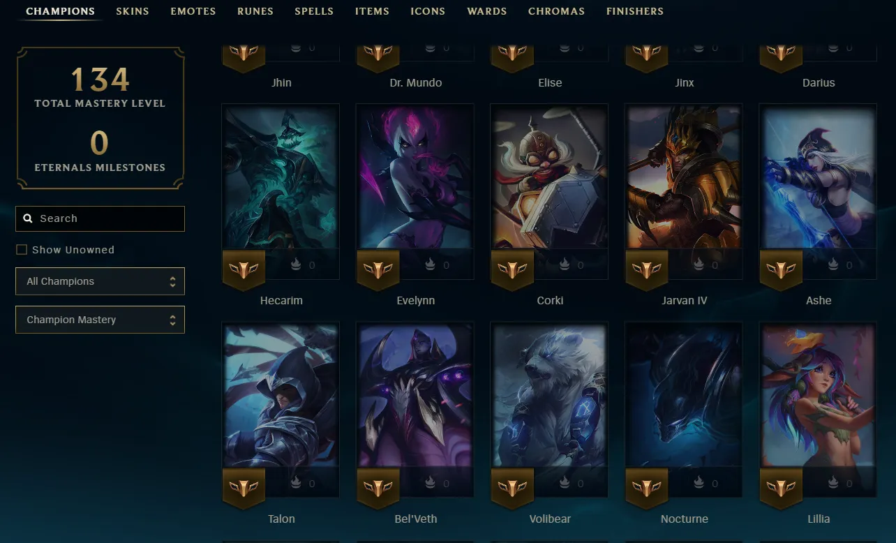 Compte League Of Legends EUW - Niv 92, Or 4, 21 Skins - PC