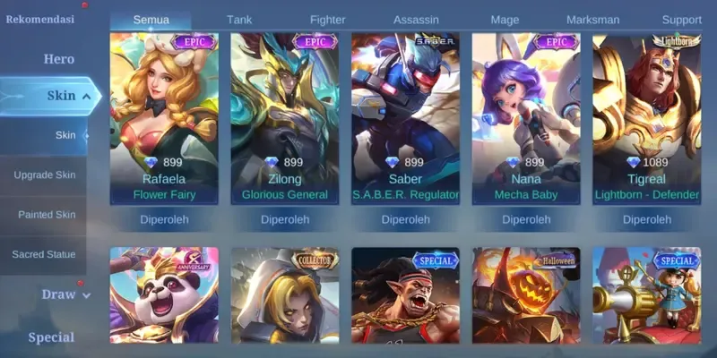 ML557 Multiple Epic Skins | Natalia Valentine | Claude Lightborn | Tigreal | YSS | Zilong