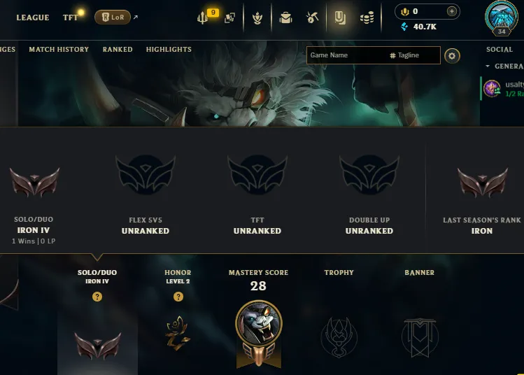 ❄️ EUW ❄️ Iron 4 S15 & Placed Iron 4 S16 ❄️ 1W–31L ❄️ 50.4K BE ❄️ REF#EUW-19